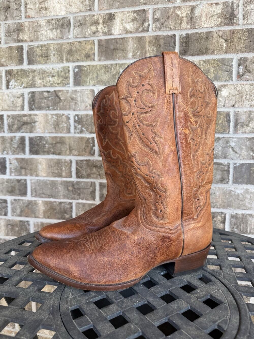 Dan Post Cognac Senator DPP5210 Size 11D Brown Vintage Cowboy Western Boots